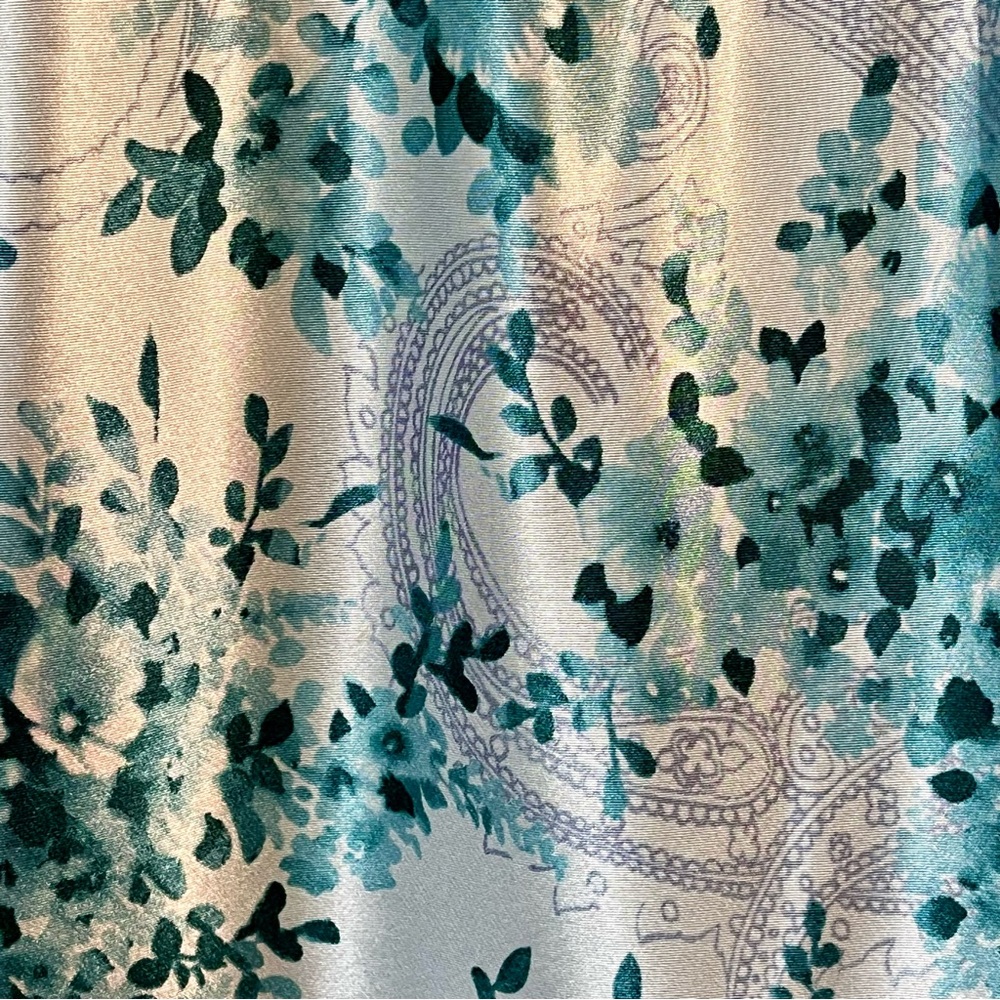 SECRET TREASURES Floral Slip Dress Lace Satin Chemise Antique Teal‎ Blue Size L - Picture 7 of 16